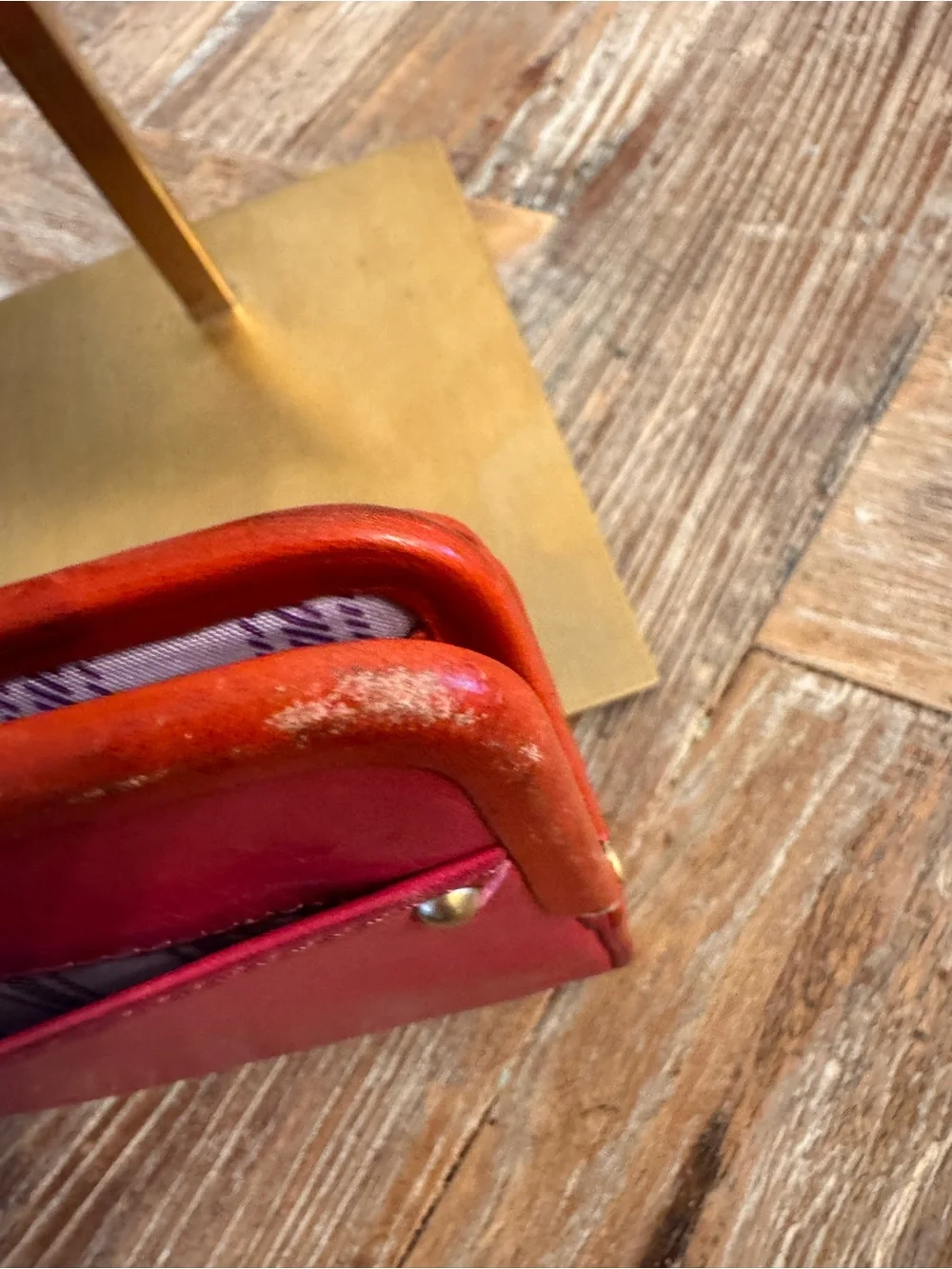 Coach Red and Orange Kiss-Lock Wallet with Gold-Tone Logo